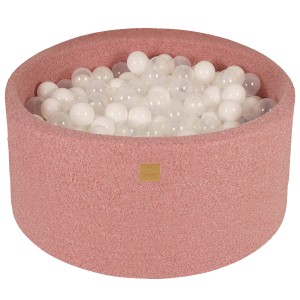 Round Ball Pit with 300 balls, 90x40cm, Pink, Boucle