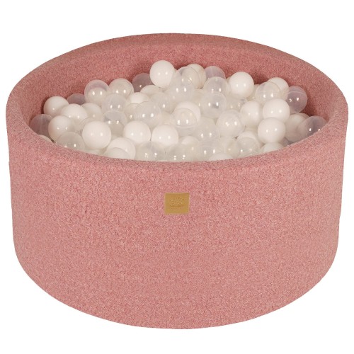 Round Ball Pit with 300 balls, 90x40cm, Pink, Boucle