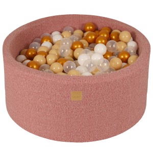 Round Ball Pit with 300 balls, 90x40cm, Pink, Boucle