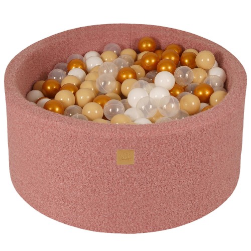 Round Ball Pit with 300 balls, 90x40cm, Pink, Boucle