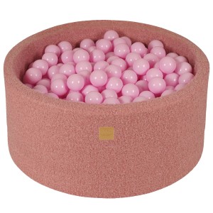 Round Ball Pit with 300 balls, 90x40cm, Pink, Boucle