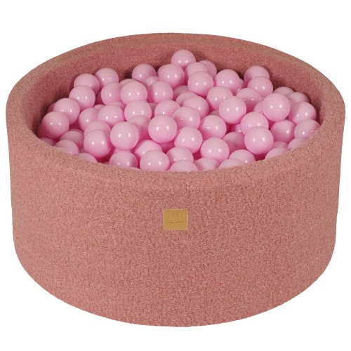 Round Ball Pit with 300 balls, 90x40cm, Pink, Boucle