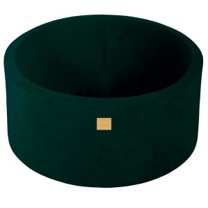 Round Ball Pit without balls, 90x40cm, Dark Green, Velvet