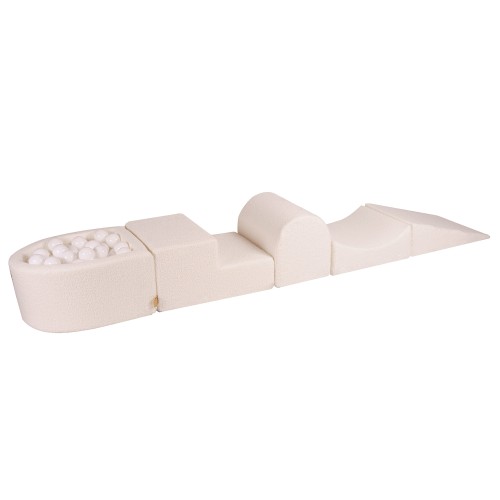Boucle Foam Playset with Small Ball Pit with 100 Balls, White: White