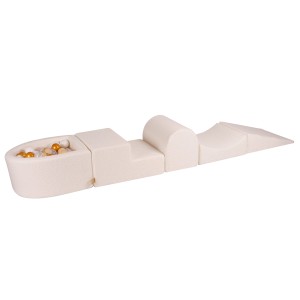 Boucle Foam Playset with Small Ball Pit with 100 Balls, White: Gold/Beige/White/Transparent