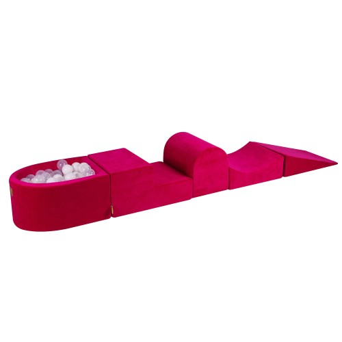 Velvet Foam Playset with Small Ball Pit with 100 Balls Magenta: White/Transparent