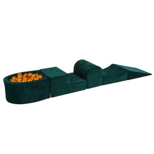 Velvet Foam Playset with Small Ball Pit with 100 Balls Dark Green: Gold