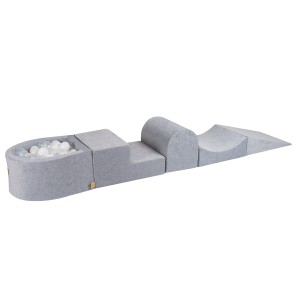 Velvet Foam Playset with Small Ball Pit with 100 Balls Light Grey: White/Transparent