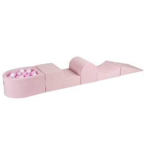 Velvet Foam Playset with Small Ball Pit with 100 Balls Light Pink: White/Pastel Pink