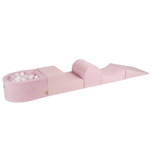 Velvet Foam Playset with Small Ball Pit with 100 Balls Light Pink: White/Transparent