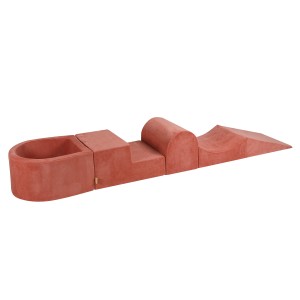 Velvet Foam Playset with Small Ball Pit, Marsala Red without balls