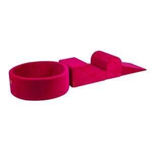 Velvet Foam 3 elements Playset with Ball Pit 90x30cm, Magenta, without balls