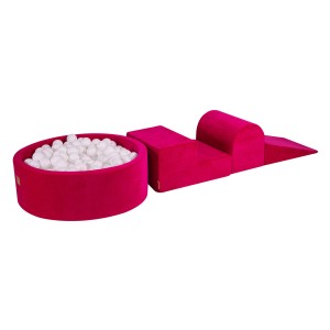 Velvet Foam 3 elements Playset with Ball Pit 90x30cm with 200 Balls Magenta: White
