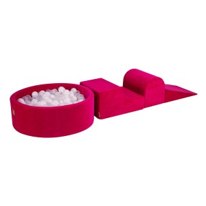 Velvet Foam 3 elements Playset with Ball Pit 90x30cm with 200 Balls Magenta: White/Transparent