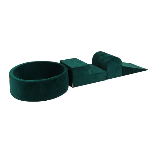 Velvet Foam 3 elements Playset with Ball Pit 90x30cm, Dark Green without balls