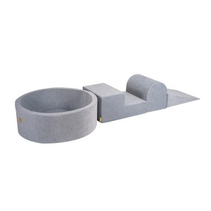 Velvet Foam 3 elements Playset with Ball Pit 90x30cm, Light Grey without balls