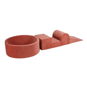 Velvet Foam 3 elements Playset with Ball Pit 90x30cm, Marsala Red, without balls
