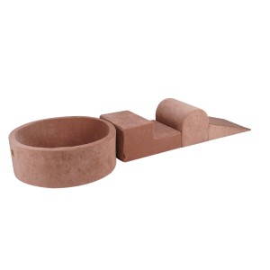 Velvet Foam 3 elements Playset with Ball Pit 90x30cm, Beige without balls
