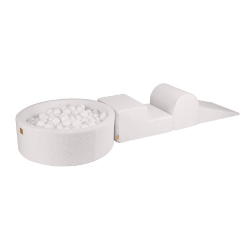 Boucle Foam 3 elements Playset with Ball Pit 90x30cm with 200 Balls White: White