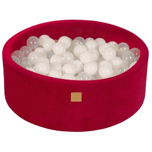 Round Ball Pit with 200 balls, 90x30cm, Magenta, Velvet