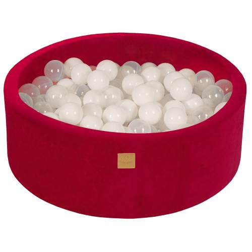 Round Ball Pit with 200 balls, 90x30cm, Magenta, Velvet
