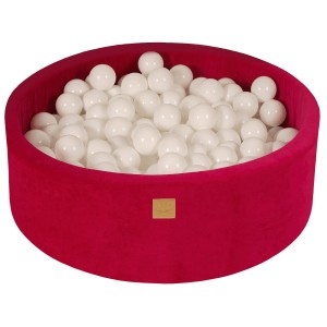 Round Ball Pit with 200 balls, 90x30cm, Magenta, Velvet