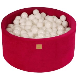 Round Ball Pit with 300 balls, 90x40cm, Magenta, Velvet