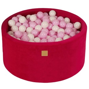 Round Ball Pit with 300 balls, 90x40cm, Magenta, Velvet