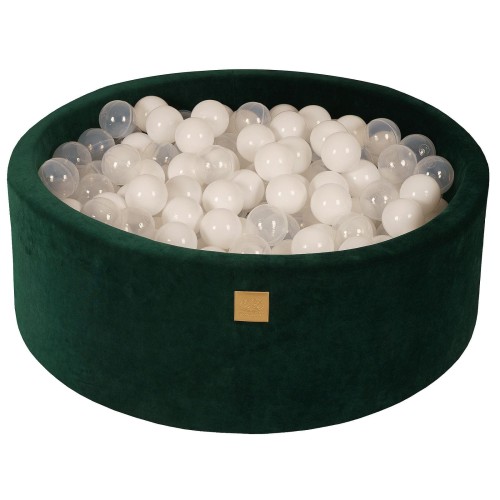 Round Ball Pit with 200 balls, 90x30cm, Dark Green, Velvet