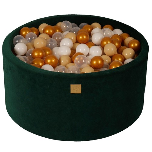 Round Ball Pit with 300 balls, 90x40cm, Dark Green, Velvet
