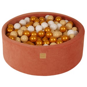 Round Ball Pit with 200 balls, 90x30cm, Marsala Red, Velvet
