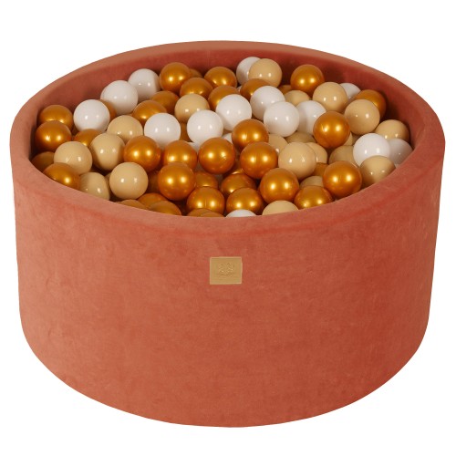 Round Ball Pit with 300 balls, 90x40cm, Marsala Red, Velvet
