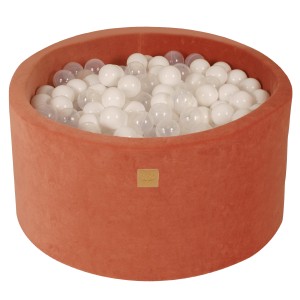 Round Ball Pit with 300 balls, 90x40cm, Marsala Red, Velvet
