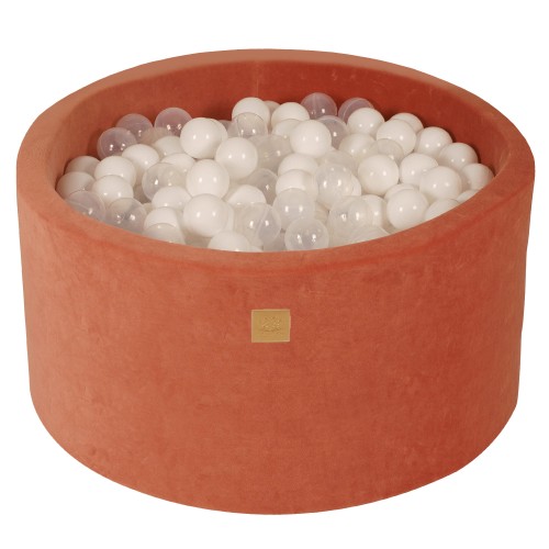 Round Ball Pit with 300 balls, 90x40cm, Marsala Red, Velvet