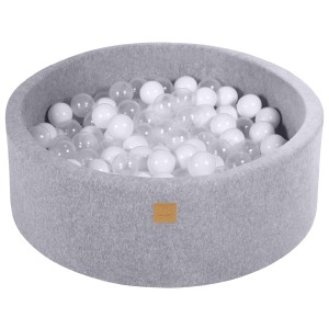Round Ball Pit with 200 balls, 90x30cm, Light Grey, Velvet