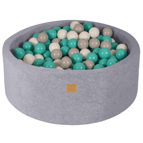 Round Ball Pit with 200 balls, 90x30cm, Light Grey, Velvet