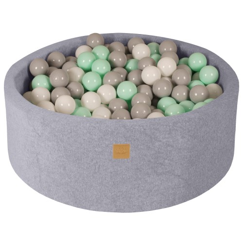 Round Ball Pit with 200 balls, 90x30cm, Light Grey, Velvet