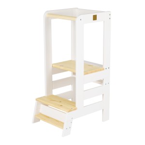 Wooden Learning Tower, White with Natural Elements