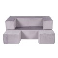 Velvet Cube Kids Sofa, Gray