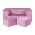 Velvet Cube Kids Sofa, Pink