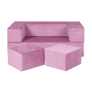 Velvet Cube Kids Sofa, Pink
