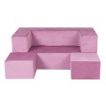 Velvet Cube Kids Sofa, Pink