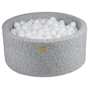 Round Ball Pit with 300 balls, 90x40cm, Marled Grey, Boucle
