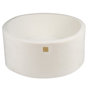 Round Ball Pit without balls, 90x40cm, White, Supersoft Velvet