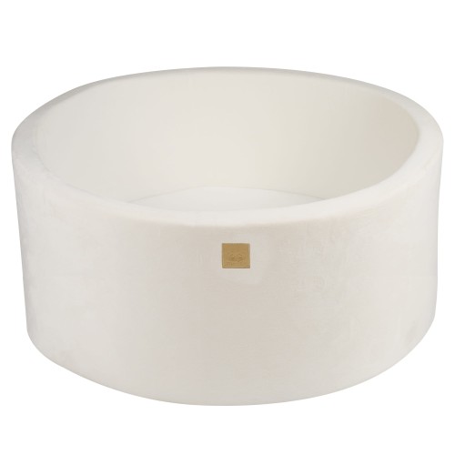 Round Ball Pit without balls, 90x40cm, White, Supersoft Velvet
