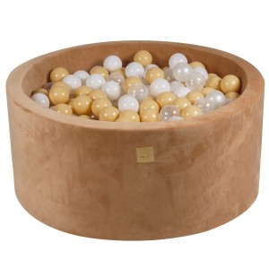 Round Ball Pit with 300 balls, 90x40cm, Carmel, Supersoft Velvet