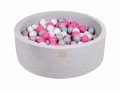 Round Ball Pit with 200 balls, 90x30cm, Light Grey, Cotton