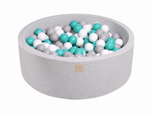 Round Ball Pit with 200 balls, 90x30cm, Light Grey, Cotton