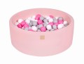 Round Ball Pit with 200 balls, 90x30cm, Light Pink, Cotton