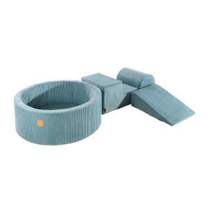 Aesthetic Foam 3 elements Playset with Ball Pit 90x30cm, Corduroy, Turquoise without balls
